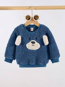 Cozy Pixies Felpa girocollo a maniche lunghe con decorazione a orecchie di cucciolo per bambini maschi