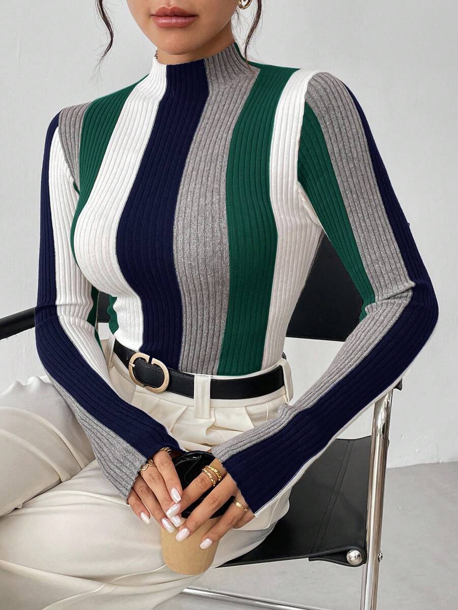 SHEIN Clasi Áo len cổ tròn thanh lịch kiểu Pháp dành cho nữ cỡ lớn, lễ hội Giáng sinh, tua rua đính kim sa lấp lánh, mùa thu đông ấm áp, trang phục công sở, váy dự tiệc cưới mùa thu, - Màu xanh hải quân - Xem 1