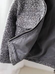 SHEIN Babygirl 可爱双面领灰色夹克，百搭秋冬 - 灰色 - 查看 7