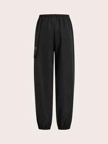 SHEIN 2 件套青少年男童休闲宽松纯色工装裤，带口袋，宽松版型梭织慢跑裤，2 种款式 - 霧霾藍 - 查看 6