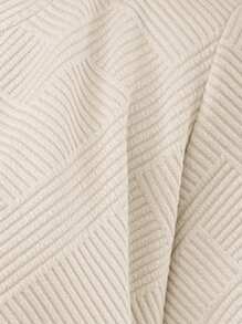 SHEIN LUNE Fashionable Casual Khaki Color Knitted Jacquard Jacket, Suitable For Commuting In Fall/Winter,Casual - Beige - View 7