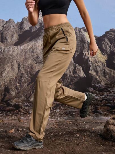 In My Nature Pantalones casuales deportivos con bolsillo con cremallera para mujer