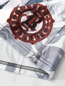ROMWE MEN Spring/Summer Casual Graphic Men'S Anime Print Short Sleeve T-Shirt, Suitable For Spring/Summer - Grey - View 7
