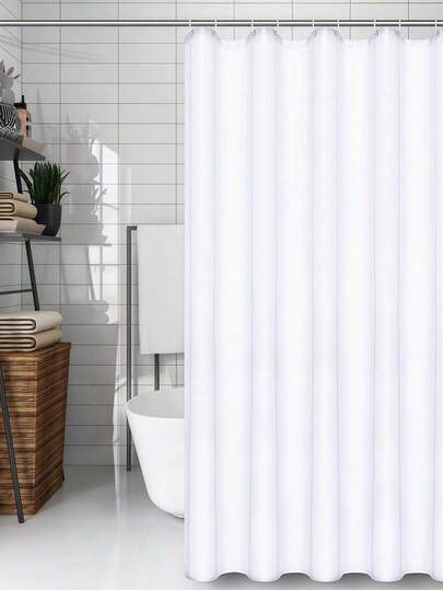 Solid Waterproof Shower Curtain - Vintage Bathroom Decor, Fall Aesthetic, Boho Style, Cute Back To School Essentials, College Dorm Accessories, Polyester Liner, Moisture Resistant, Easy Clean