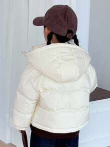 Dazy Kids Young Girl Casual Solid Color Hooded Jacket, Winter - Beige - View 7
