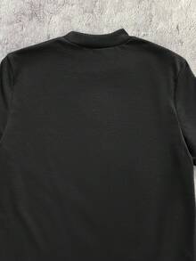 SHEIN Teen Boys' Casual Comfortable Solid Color All-Match Short Sleeve Top - Black - View 7