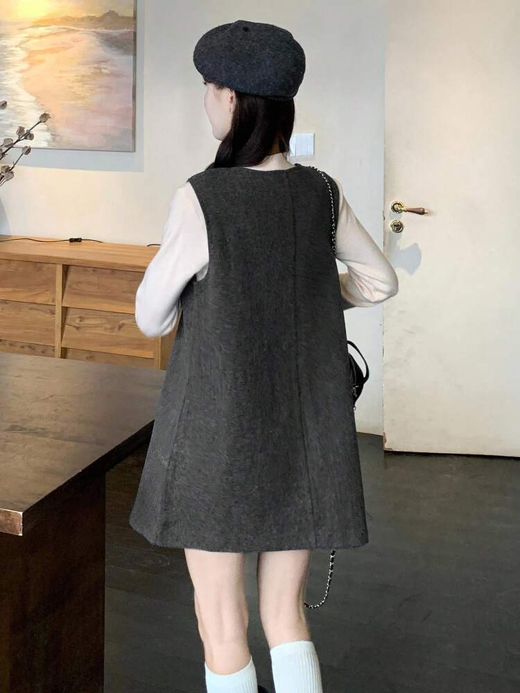 Women's Solid Color Korean Style Layered Mini Dress