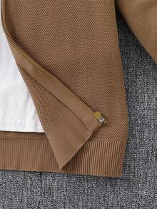 Áo khoác cardigan cho bé trai tuổi teen, áo cardigan kaki dáng suông cổ đứng có khóa kéo, áo len cổ lửng có khóa kéo, áo cardigan dài tay cổ tròn, mềm mại và thoải mái cho mùa thu và mùa đông. Thích hợp cho sử dụng hàng ngày, đi du lịch, nghỉ mát, ở nhà, và cho trẻ em mặc khi đi học trở lại vào mùa thu. - Cà phê nâu - Xem 4