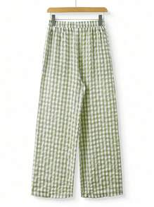 Rusticease 女士松紧腰格子阔腿宽松休闲裤 - 彩色 - 查看 5