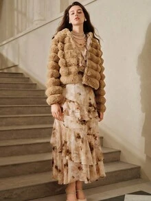SHEIN Unity 女士秋季法式浪漫荷叶边下摆连衣裙 - 彩色 - 查看 7