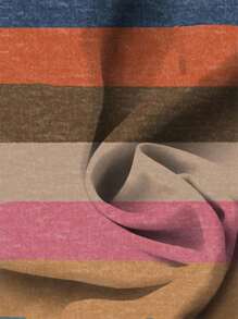 EMERY ROSE 大码女式休闲条纹印花衬衫，适合夏季海滩度假 - 彩色 - 查看 3