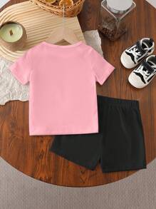 SHEIN Set de 2 piezas con estampado gráfico de diseño genial, conjunto informal a juego apto para salidas de primavera/verano - Multicolor - Ver 2