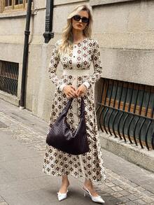 EMERY ROSE 女式长袖休闲拼色中长连衣裙 - 彩色 - 查看 7