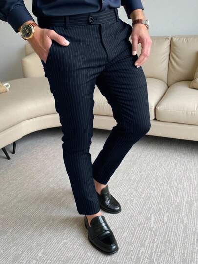 Calvornis Men's Business Casual Plaid Suit Jacket And Pants Set