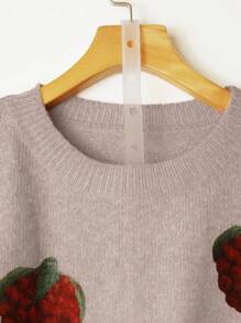 Linhara Plus Size Women's Digital Print Raspberry Pattern Casual Pullover Sweater Fall Winter Cloth For Women Autumn - Multicolor - View 5