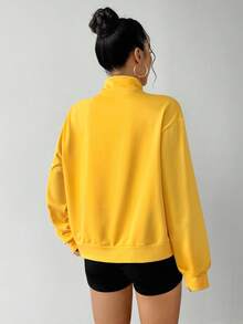 Streetz SHEIN Sport Pullover Sweatshirt, Long Sleeve Casual Sports Wear - Yellow - View 6