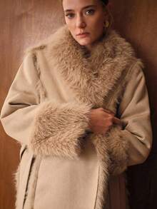 MOTF PREMIUM 优雅大翻领系带长袖大衣