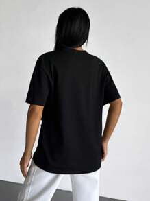 SHEIN Maglietta a tinta unita con dettagli di ciliegie