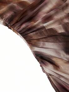 Ellevyn 女式长袖透视腰收紧紧身渐变扎染印花优雅长裙，适合秋冬季日常穿着和聚会 - 彩色 - 查看 5