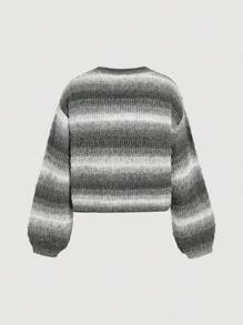Skyraze Women's Ombre Casual Pullover Sweater In Fall/Winter - Grey - View 3