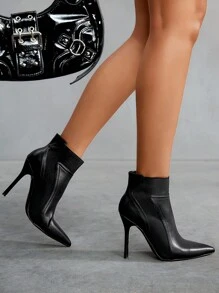 CUCCOO SZL 女士时尚尖头细高跟踝靴 - 黑色 - 查看 7