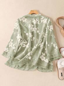 Franclia 女士优雅花卉印花宽松衬衫，适合节日穿着