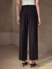 MOTF Classy FOLD PLEATED SLANT POCKET SUIT PANTS - Black - View 4