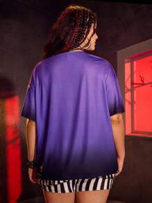 ANNABELLE x SHEIN Plus Size Summer Letter & Horror Movie Graphic Round Neck Short Sleeve T-Shirt - Multicolor - View 2
