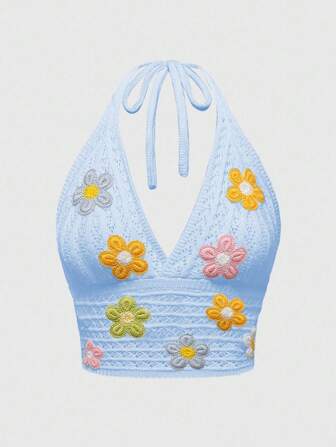 Plus Size Women Floral 3D Decor Spaghetti Strap Camisole Top