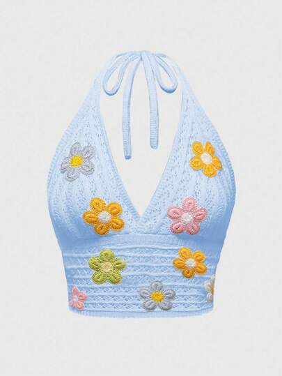 Damen Große Größen Blumen 3D Dekor Träger Top