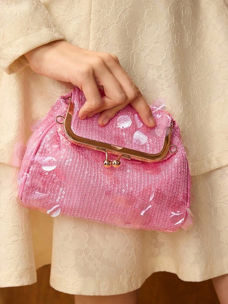 WOMEN'S FASHION PARTY CONTRAST SEQUIN CROSSBODY BAG