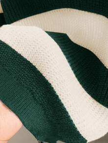 SHEIN 1 Piece Young Boys Casual College Comfortable Fashion Simple Practical All-Match Soft Comfortable Loose Striped Polo Sweater Suitable For Birthday Parties, Parties, Shows Suitable For Kids Outfits Young Boy Clothes School Back To School Boys Set Daily Suitable For School Suitable For Travel Suitable For Sports Suitable For Autumn And Winter Fall