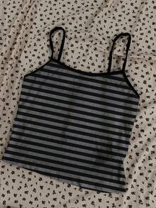 Attitoon 3 件套女式朋克十字架和翅膀印花背心，适合夏季、万圣节、十字架和爱心翅膀、黑灰色条纹、Y2K 哥特风格、复古垃圾摇滚、朋克、返校、可爱夏季上衣 - 彩色 - 查看 5