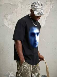 Manfinity ZONE917 Men's Street Halloween Holiday Phantom Figure Graphic T-Shirt - Black - View 5