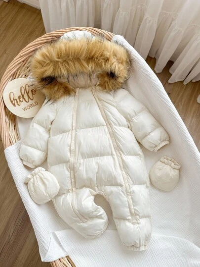 Combinaison à capuche mignonne et chaude pour bébé fille nouveau-né, automne/hiver