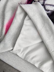 男士街头风流行INS风复古涂鸦图案连帽衫，适合户外音乐节、夜店、酒吧等场合，也可作为男友/老公礼物或周年纪念礼物，浅灰色 - 彩色 - 查看 4