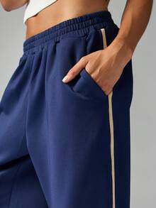MISSGUIDED Wide Leg Lounge Pants Retro Track Style Comfortable Relaxed Fit Athleisure Bottoms Winter Spring Fall Fashion Side Stripe Vintage Y2K Style Casual Trousers