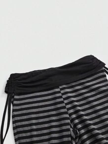 ROMWE Grunge Punk Quần ống loe kẻ sọc màu tương phản phong cách Punk dành cho nữ - Nhiều màu - Xem 3