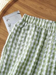 Rusticease 女士松紧腰格子阔腿宽松休闲裤 - 彩色 - 查看 6