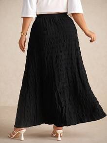 Elaquor Falda casual de cintura elástica con abertura lateral para mujer de talla grande, faldas de verano para mujer, conjunto casual para mujer - Multicolor - Ver 2