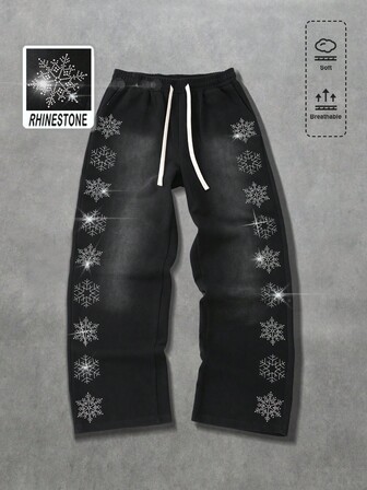 Street Life Pantaloni della tuta larghi da uomo con lavaggio diamantato scintillante