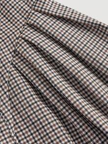 SHEIN MOD 圆领无袖撞色饰边蝴蝶结腰部喇叭格子连衣裙 - 彩色 - 查看 4