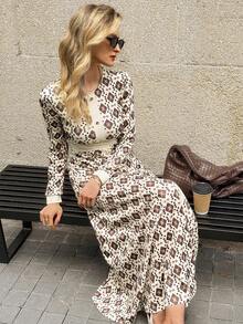 EMERY ROSE 女式长袖休闲拼色中长连衣裙 - 彩色 - 查看 6