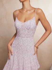 Women's Ditsy Floral Printed Triple Tier Maxi Dress Summer Birthday Wedding In PInk - Pink - View 2