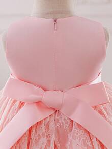 Glamorique Kids Robe de fille de fleurs pour Noël, robe de fête, robe du Père Noël, robe du Nouvel An, robe d'automne, vêtements d'extérieur, robe de fête d'anniversaire, robe de mariage de vacances, robe élégante pour invité de mariage, robe de mariage de Noël, robe d'anniversaire, robe de bal de Noël, robe de princesse pour bébé fille, robe rose en dentelle et tulle, tenue de scène, robe somptueuse pour le Moyen-Orient, robe d'automne-hiver - Rose bonbon - Voir 3