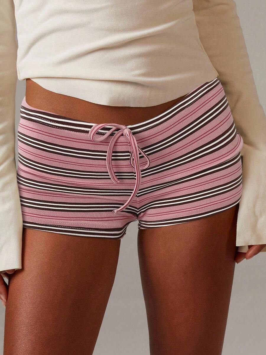 Athîral 女式条纹平纹热裤短裤 - 粉色 - 查看 1