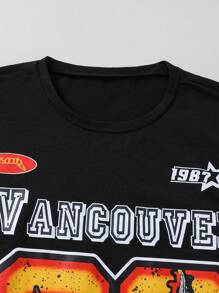 PAVTROS 2 件套 Tween Boy 套装：字母和老鹰印花圆领宽松 T 恤和短裤 - 彩色 - 查看 7