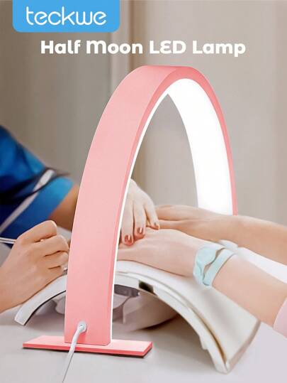 Teckwe Small Half-Moon Countertop LED Manicure Lamp With Push Button Switch For Personal Use On Manicure, Vanity, Crafts, Study Table, Nightstand, Graduation Birthday Holiday, Pink