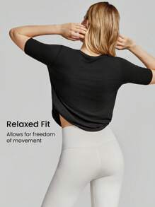 GLOWMODE Wool Knit Soft Knotted T-Shirt Casual Daily Baby Tee - Black - View 2