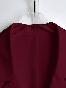 Franclia Women's Spring/Summer French V-Neck Elegant Bow Button Sleeveless Fitted A-Line White Blazer - Burgundy - View 4